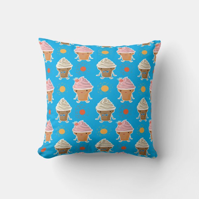 ice cream and sun bath pattern cushion (Front)