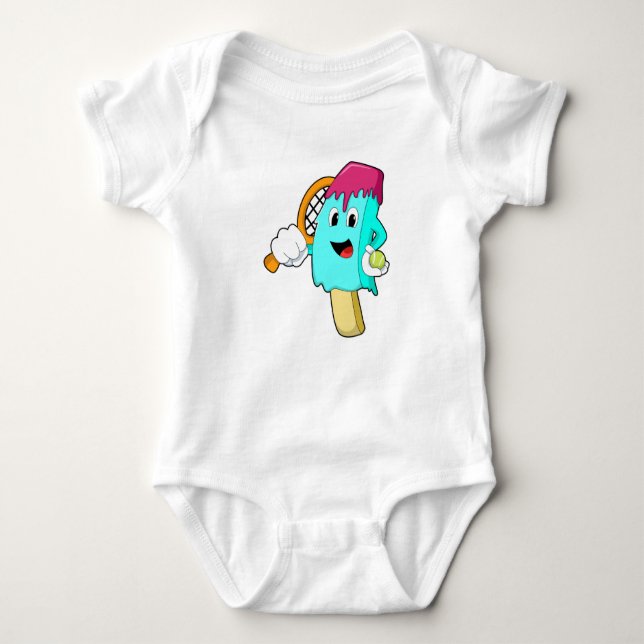 Ice cream at Tennis with Tennis racket Baby Bodysuit (Front)