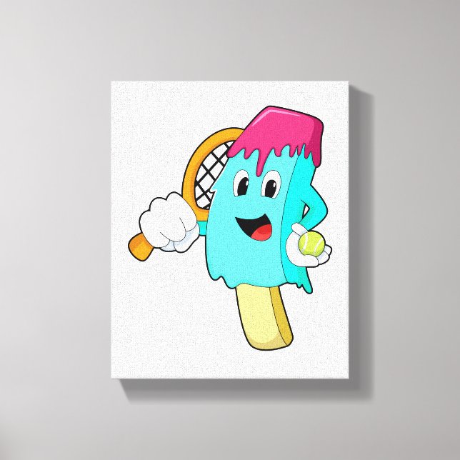 Ice cream at Tennis with Tennis racket Canvas Print (Front)