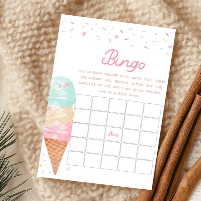 Ice Cream Baby Shower Bingo Game (Ice Cream Sprinkled with Love Baby Shower Bingo Game)