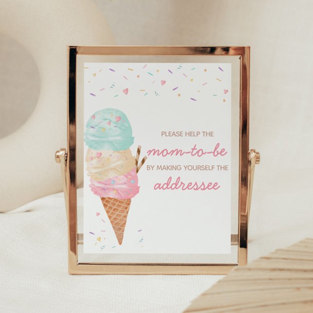 Ice Cream Baby Shower Envelope Station Poster (Ice Cream Sprinkled with Love Baby Shower Envelope Station Sign)