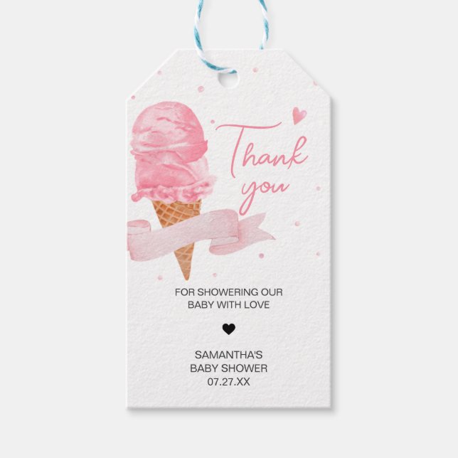 Ice Cream Baby Shower Favour Tags (Front)