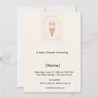 Ice Cream Baby Shower Invitation, Editable Invitation