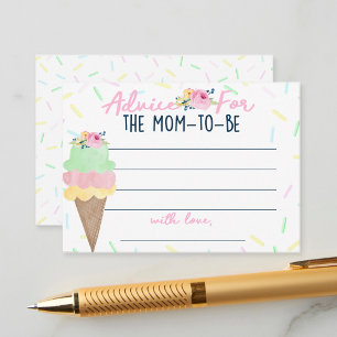 Ice Cream Baby Shower Mini Advice for Mum Cards