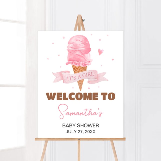 Ice Cream Baby Shower Welcome Poster (Here's the Scoop Baby Shower Welcome Sign)
