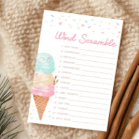 Ice Cream Baby Shower Word Scramble Game