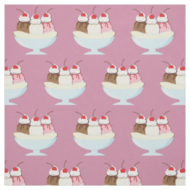 Ice Cream Banana Split Fabric (Swatch)
