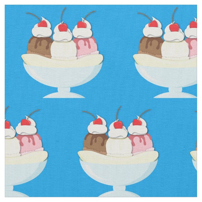 Ice Cream Banana Split Fabric (Close Up)