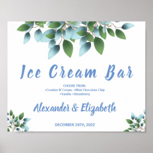 Ice Cream Bar Bridal Shower Wedding Eucalyptu Sign