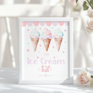 Ice cream Bar Pastel birthday party Poster