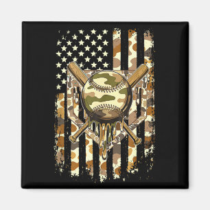 Ice Cream Baseball Drip for Boys Camo USA Flag Magnet