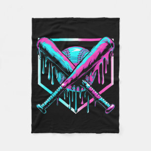 Ice Cream Baseball Drip Home Plate Bats Cool For B Fleece Blanket