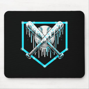 Ice Cream Baseball Drip Home Plate Bats Cool For B Mouse Pad