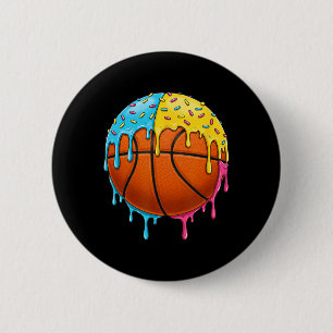 Ice Cream Basketball Drip With Colourful Sprinkles 6 Cm Round Badge