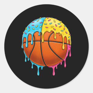 Ice Cream Basketball Drip With Colourful Sprinkles Classic Round Sticker