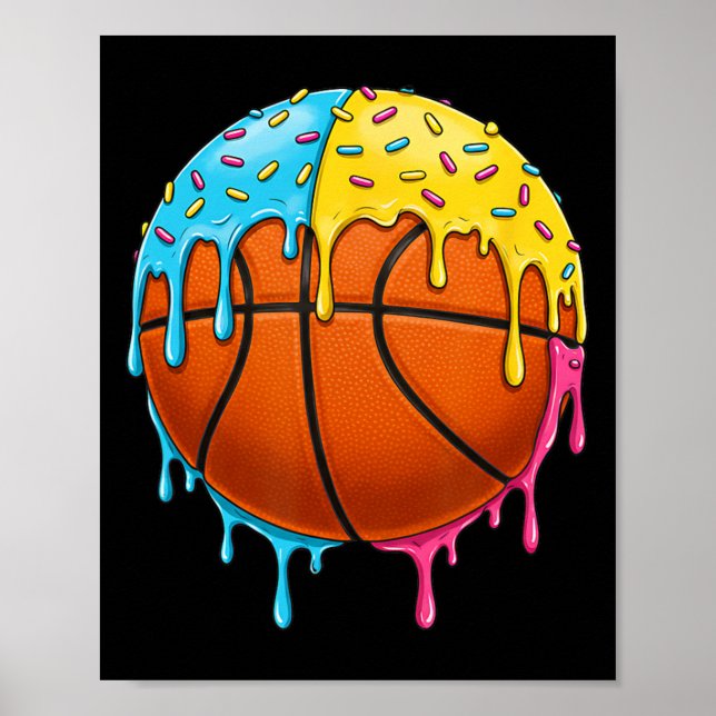 Ice Cream Basketball Drip With Colourful Sprinkles Poster (Front)