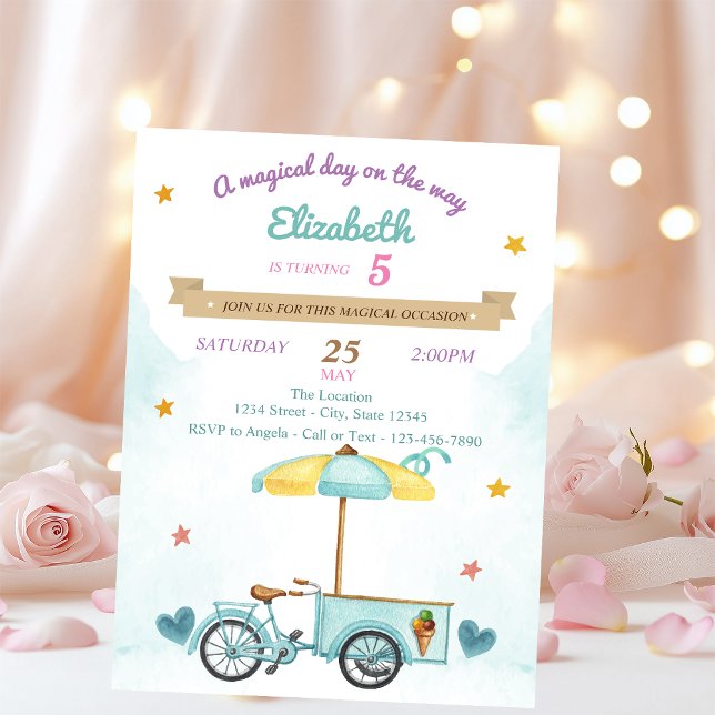Ice Cream Bicycle,Cones, Birthday  Invitation (Creator Uploaded)