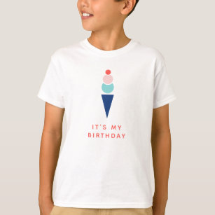 Ice Cream Birthday Custom T-Shirt in Blue and Pink