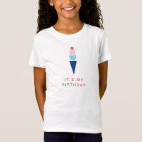 Ice Cream Birthday Custom T-Shirt in Blue and Pink