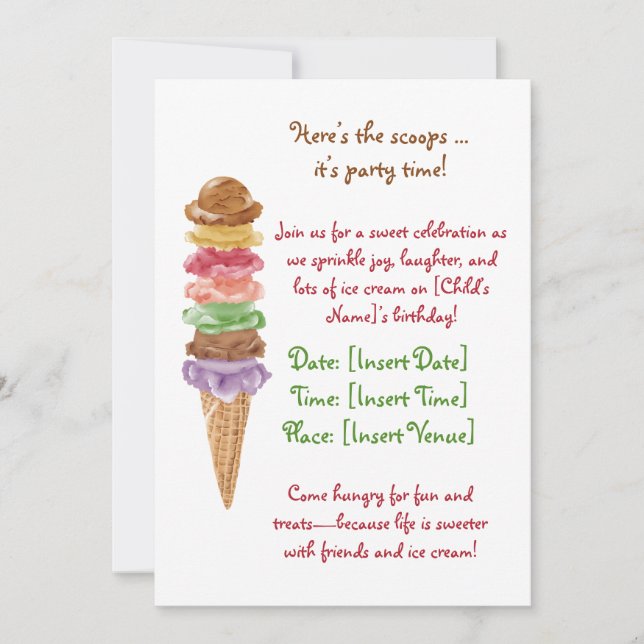 Ice Cream Birthday Invitation (Front)