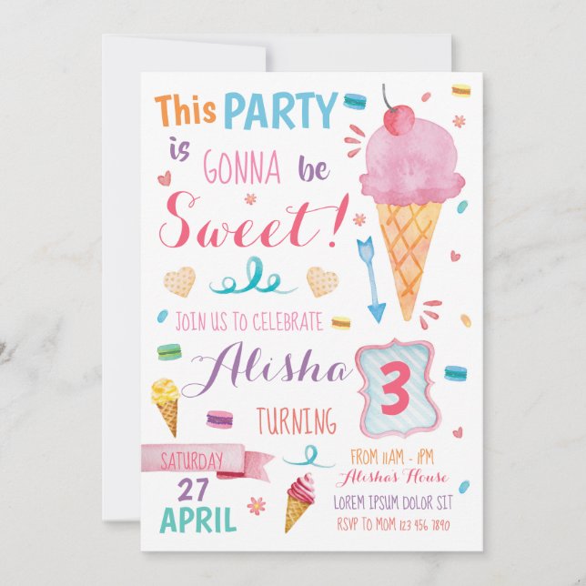 Ice Cream Birthday Invitation (Front)