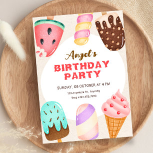 Ice cream birthday invitation