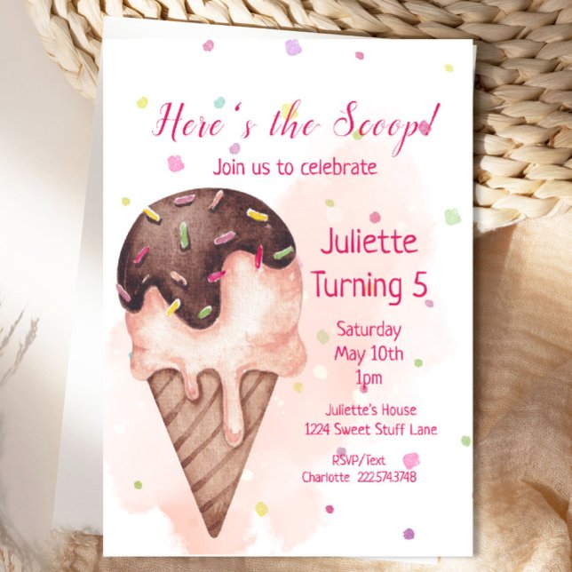 Ice Cream Birthday Invitation, 5th Birthday Invitation (Creator Uploaded)