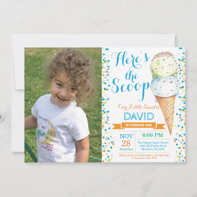 Ice Cream Birthday Invitation Summer (Front)