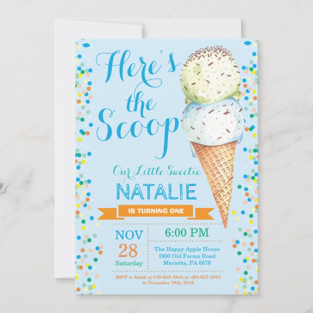 Ice Cream Birthday Invitation Summer (Front)
