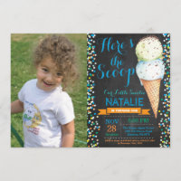 Ice Cream Birthday Invitation Summer Chalkboard