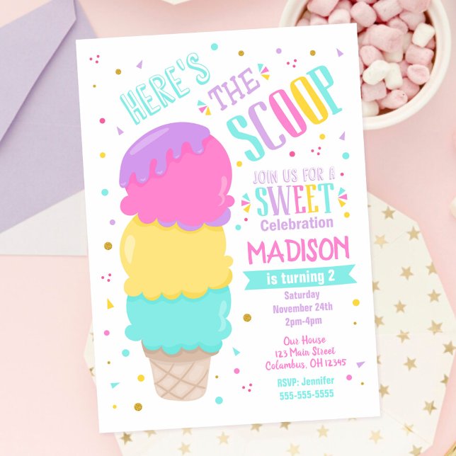 Ice Cream Birthday Invitation Sweet Celebration (Creator Uploaded)