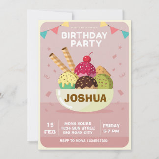 Ice Cream Birthday Invitation  Sweet Treats Sunday