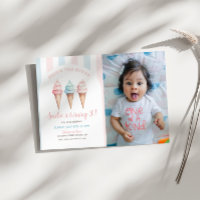 Ice Cream Birthday Invite, Here's The Scoop Photo