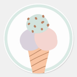 Ice Cream Birthday Party Favour Classic Round Sticker