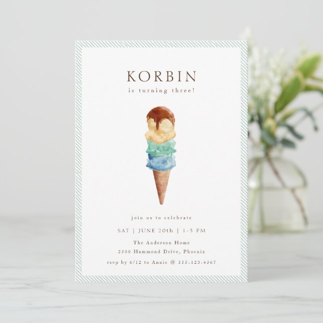 Ice Cream Birthday Party Invitation (Standing Front)
