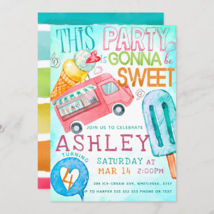 Ice Cream Birthday Party Invitation