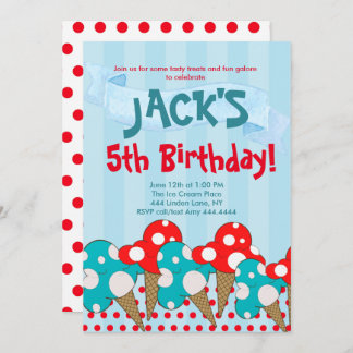 Ice Cream Birthday Party  Invitation