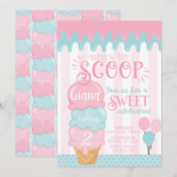Ice Cream Birthday Party Invitation Snow Cone