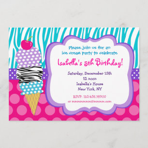 Ice Cream Birthday Party Invitations