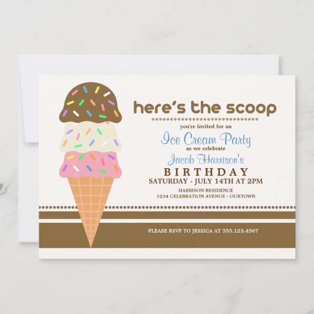 Ice Cream Birthday Party Invitations (Front)