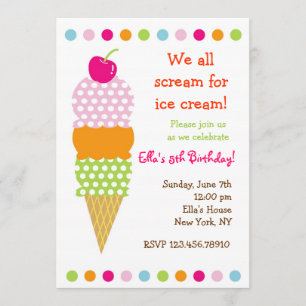 Ice Cream Birthday Party Invitations