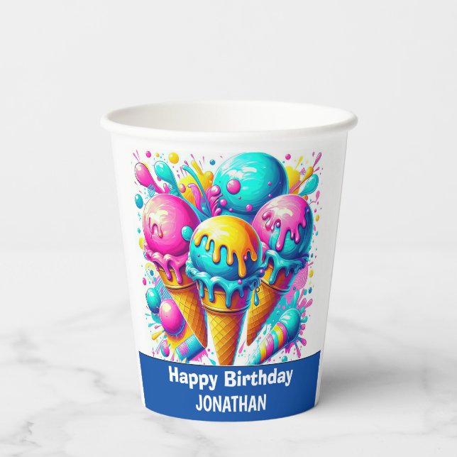 ice cream birthday party paper cups (Back)