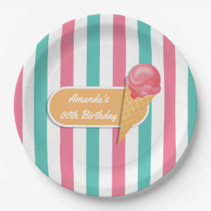 Ice Cream Birthday Party personalised Paper Plate