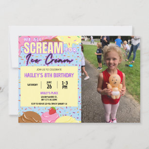 Ice Cream Birthday Party Photo Invitation