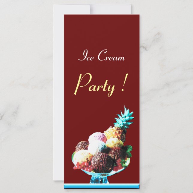 ICE CREAM BIRTHDAY PARTY red black blue Invitation (Front)