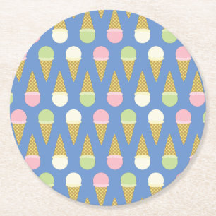 Ice Cream Birthday Party Round Paper Coaster