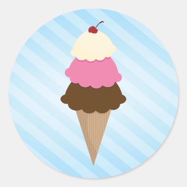 Ice Cream Birthday Party Stickers (Front)