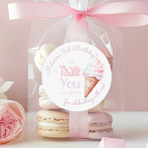 Ice cream birthday party thank you classic round sticker