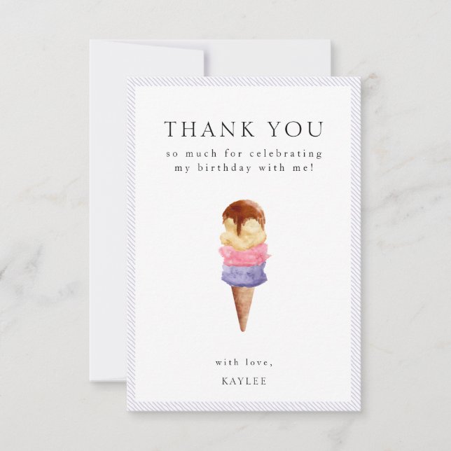 Ice Cream Birthday Thank You Card (Front)