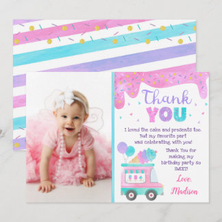 Ice Cream Birthday Thank You Cards 